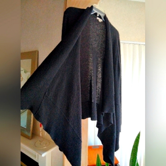 Just in! 100% Cashmere Cardigan GARNET HILL Black Drape Open Front Cardigan S - Picture 5 of 12